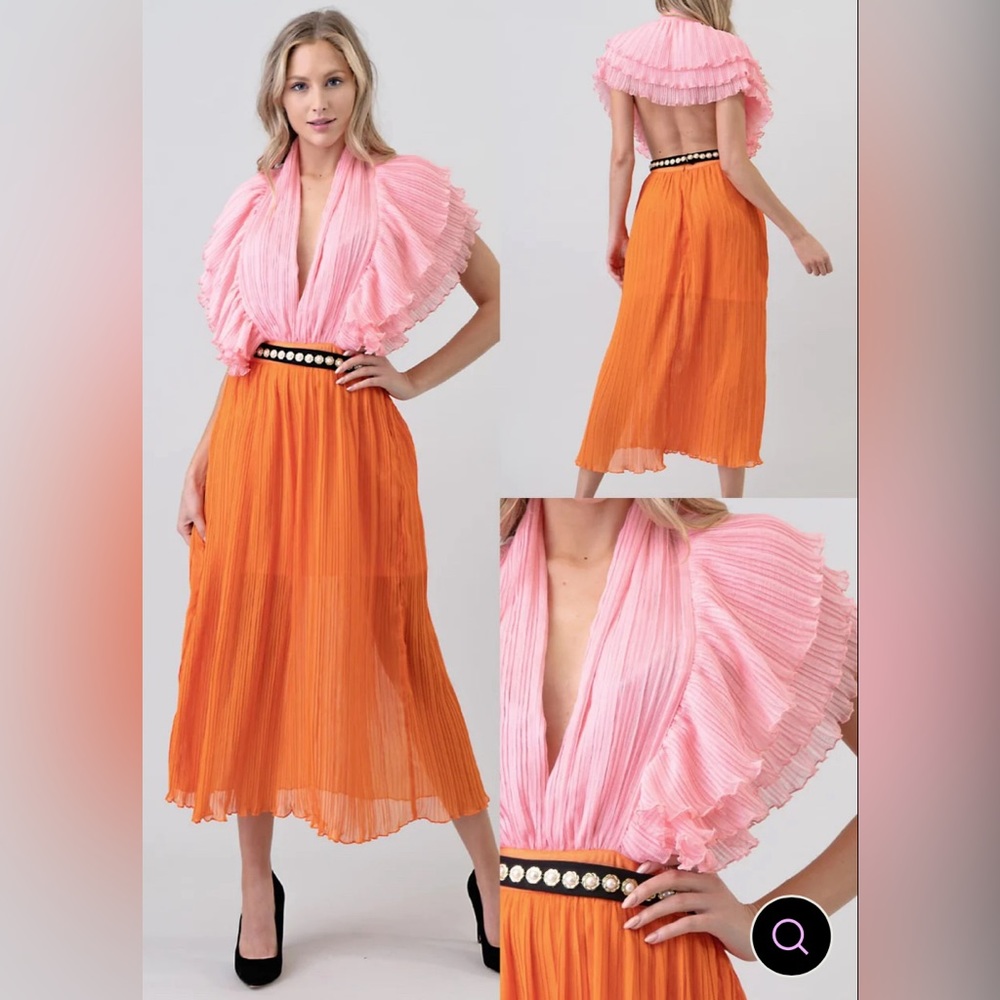 Midi pink and orange Dress